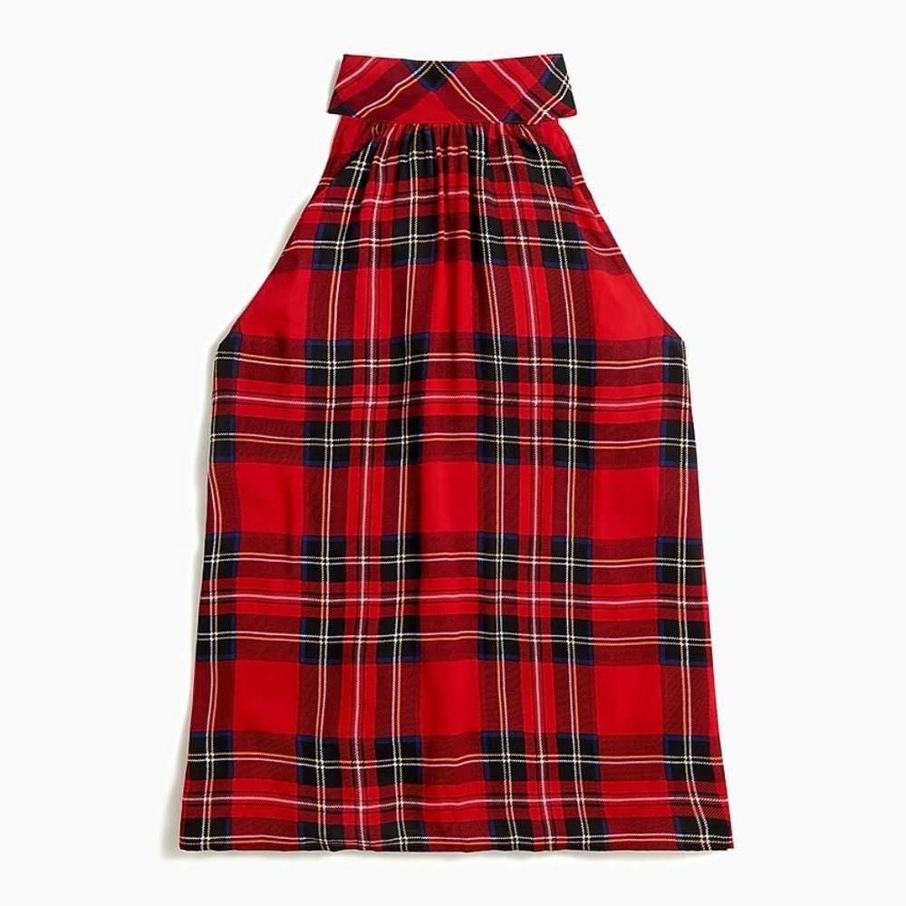 J.Crew Factory Tartan Tie-Neck Tank Top